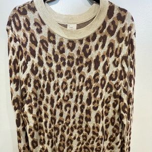 A New Day Women’s Animal Print Sweater Crewneck- Leopard